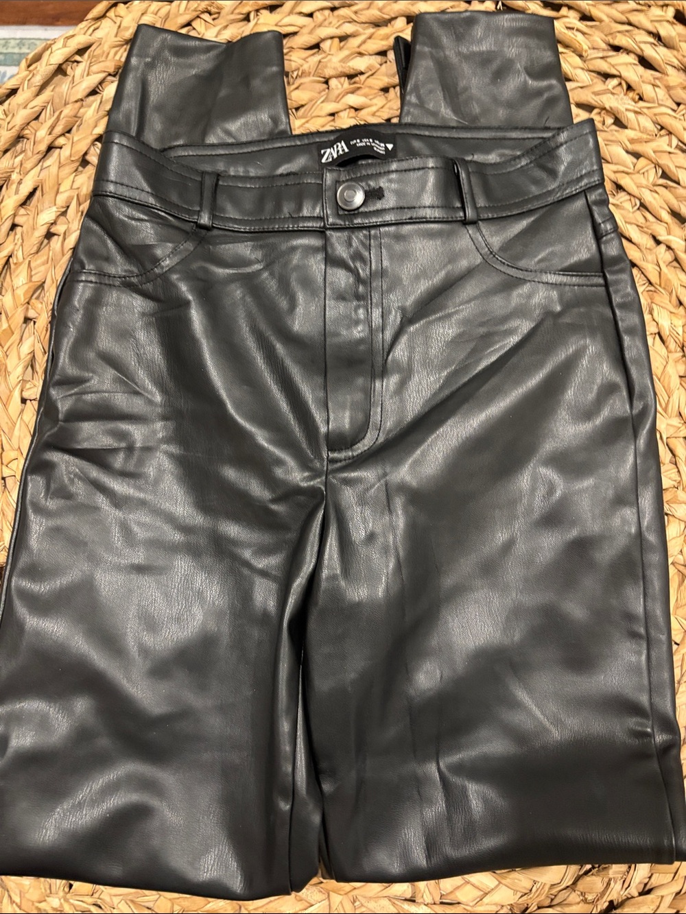 Zara Black Faux Leather Skinny Jeans